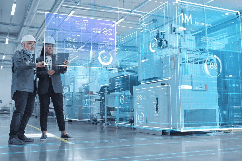 People working in a high technology environment representing the new industries growth and innovation