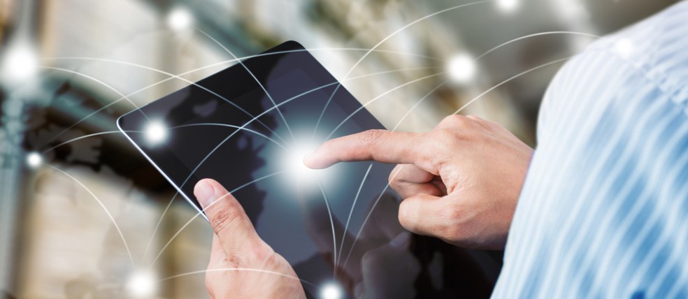 touching tablet and connecting to the internet